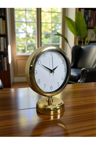 Büro Ev Ofis Hediyesi İçin 20x25cm Golden Dekor Metal Masa Saati Diğer
