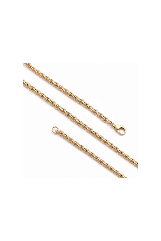 Premium Parlak Ve Şık Hasır Örgü Erkek 316l Çelik Kolye 4mm 55cm 3183eck035 - Gold Renk Altın