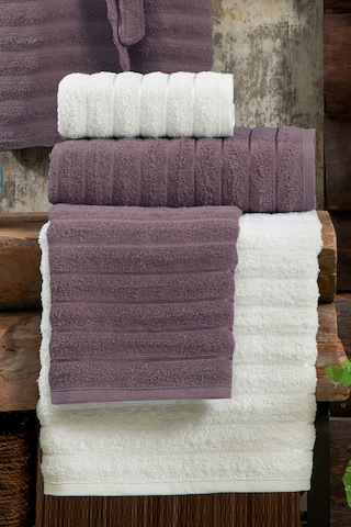 Elart Soft Bornoz Aile Seti 6 Parça 70x135 Cm Mürdüm - Krem Mürdüm