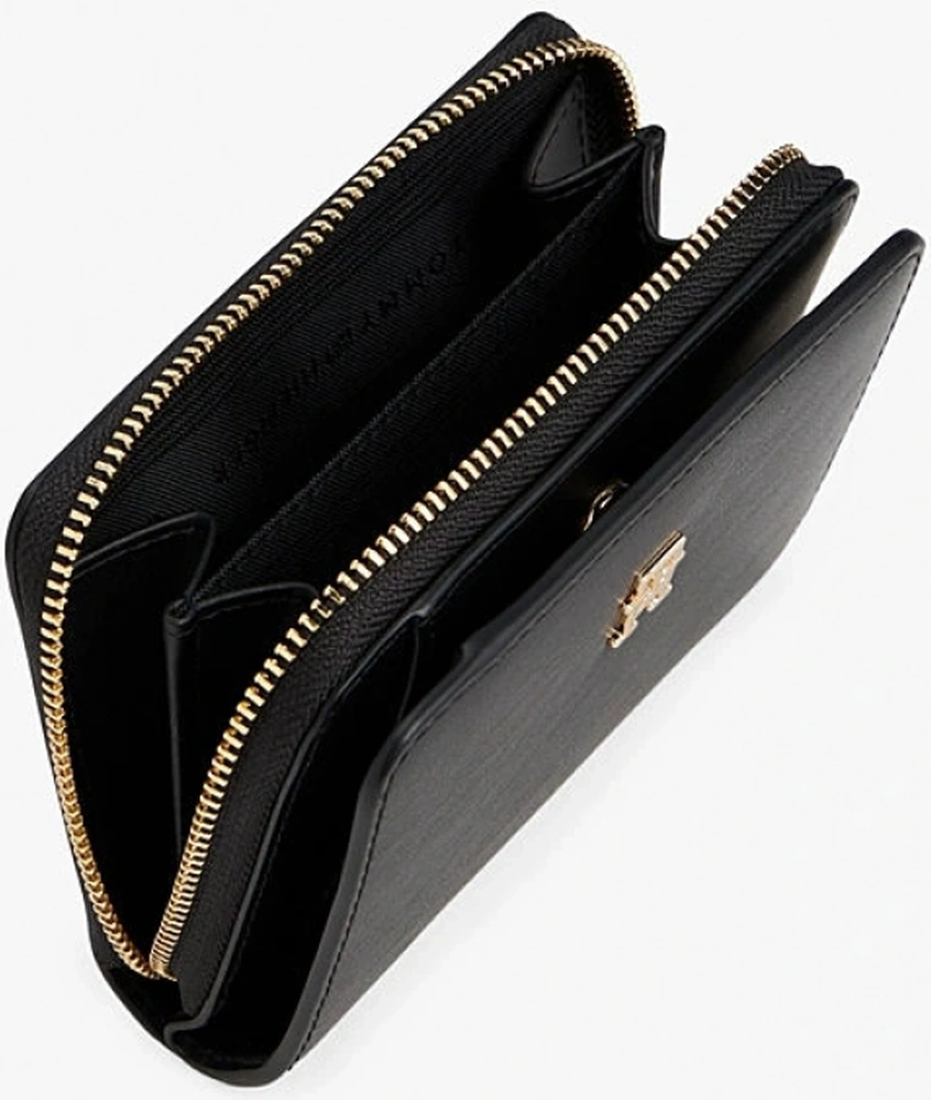 Tommy Hilfiger Th Icon Orta Boy Fermuarlı Kapaklı Kadın Siyah Cüzdan Aw0aw17742bds Siyah