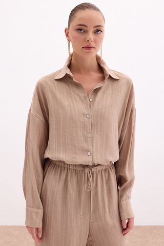 Sateen Salaş Gömlek - Camel-136106 CAMEL