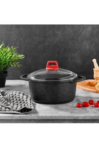 Gülsan Granit Döküm Derin Tencere 24 Cm Siyah