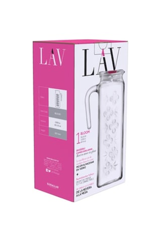 Lav Bloom Cam Sürahi Tekli 1,2 L Kulplu Pembe Plastik Kapaklı