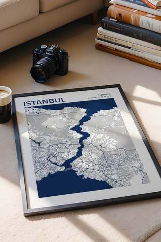 İstanbul Türkiye Haritası Çerçeveli Tablo Lüks Salon Ofis Duvar Dekorasyonu Hediyelik Tablo