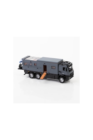Metal Sesli Işıklı Çek Bırak Özellikli 30 Cm Motokaravan Seti Siyah