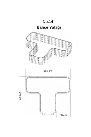 Modüler Yükseltilmiş Bahçe Sebze Yatağı No:14 165x140 Bej