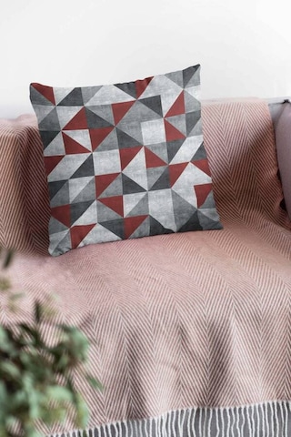 Bordo Geometrik Çift Taraflı Yastık Kırlent Kılıfı Krl383n11