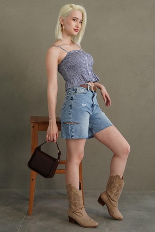 Madmext Saks Ayarlanabilir Askı Pötikareli Crop Mg2371 Saks
