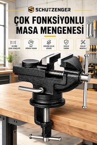 360 Döner Masa Tazgah Mengenesi 50mm Döküm Çelik Kol Çok Fonksiyonlu Pro50