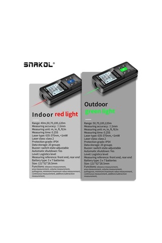 Tongxida Snakol Lazer Mezura 120m Yeşil Lazer Mesafe Ölçer Yüksek Doğruluk Sk-40a