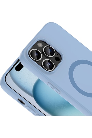 Apple iPhone Uyumlu 14 Pro Max Kılıf M-safe Şarj Özellikli Zore Aris Silikon Kapak - Baby Blue