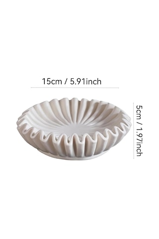 Skycity Beyaz Dalgalı Kenar Dekoratif Kase - Ev Dekorasyonu, Anahtar/parça Saklama, Kreatif Resin Tasarım, Masa Üstü Aksesuarı 1 Adet Beyaz