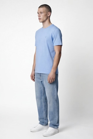Giotelli Erkek Mavi Dar Kesim Slim Fit %100 Pamuk Bisiklet Yaka Tişört