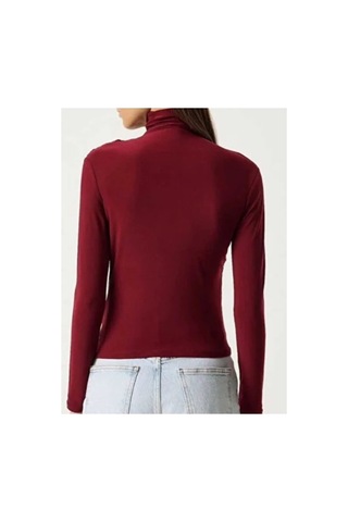 Unika Boutique Merrline Kadın Sandy Rahat Kumaş Drapeli Bluz Bordo