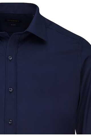 Hatemoğlu Lacivert Slim Fit Slim Yaka Pamuklu Uzun Kollu Gömlek Lacivert