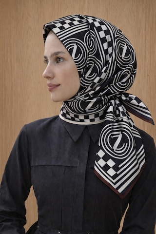 Zerafetim Tivil İpek Eşarp 53636 Siyah Bordo Soyut Desen siyah