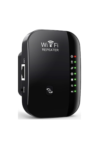 Youtek Mt02 Siyah Avrupa Tipi Wifi Göstergeci: 300m Genişletici, 7 Led Işık, Ap/röle Modları, 2.4ghz Kablosuz Sinyal Güçlendirici