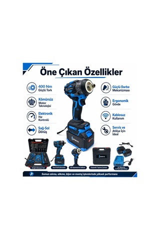 Börth Brth400b Çift Akülü 400nm Somun Sıkma Sökme Makine Seti