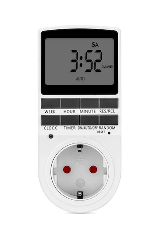 Konesam Eu Standard Dijital Zamanlayıcı Prizi - Büyük Lcd Ekranlı, Program Hatırlama, Rastgele Ve Yaz Saati Fonksiyonları İle 16a/3680w Güç