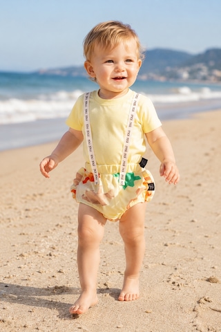 Babyhola Kız Erkek Bebek Askılı Tişört Slip Yazlık Takım 50751 Sarı
