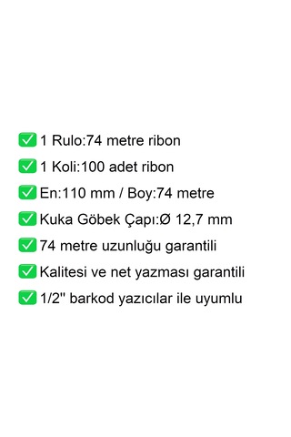 110x74 Wax Ribon En:110 Mm Boy:74 Metre 100 Adet 100