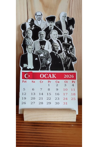 2026 Atatürk Takvimi Ahşap Ayaklı Atatürk Temalı