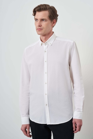 Morven Erkek Beyaz Pamuk Trend Dynamic Fit Düğmeli Yaka Gömlek 25ms004027600 Beyaz Beyaz
