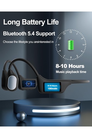 Kemik İletimli Kulaklık, Açık Kulak Su Geçirmez Yüzme Kulaklığı, Bluetooth 5.4, Dahili Mp3 Çalar, 16g Bellek, A