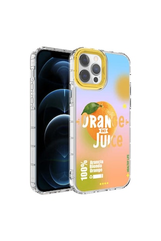 Apple  Uyumlu iPhone 12 Pro Max Kılıf Kamera Korumalı Renkli Desenli Sert Silikon Korn Kapak