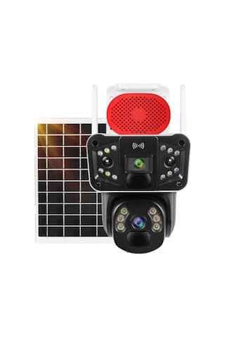 O-kam 3915 Ip 6mp Çift Kameralı 4g Sim Kartlı Sirenli Solar Speed
