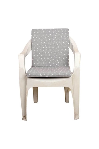 Bahçe Balkon Salon Yıldız Desenli Sandalye Minderi 1 Adet Gri