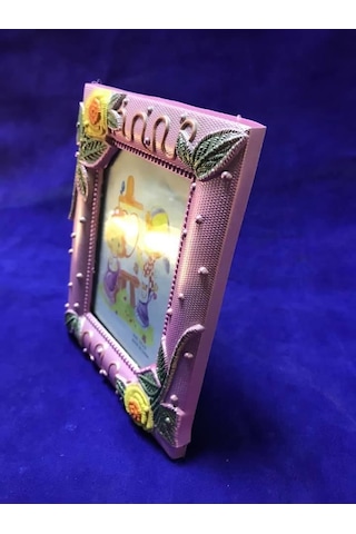 9x13 Cm Plastik Fotoğraf Çerçevesi - Renkli Çiçek Desenli Camlı Çerçeve
