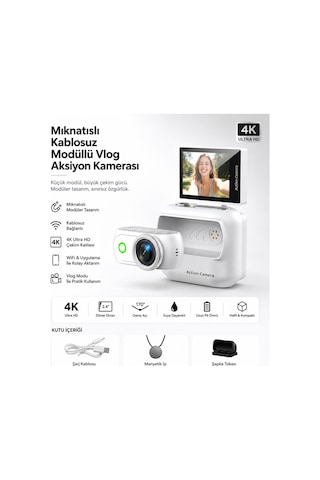 Lk-018 Vlog Kamera 48mp Aksiyon Kamerası Katlanabilir Ekranlı 4k Full Hd Dijital Kamera Video Ve Mini Fotograf Makinesi Wifi Ve Manyetik Klipsli