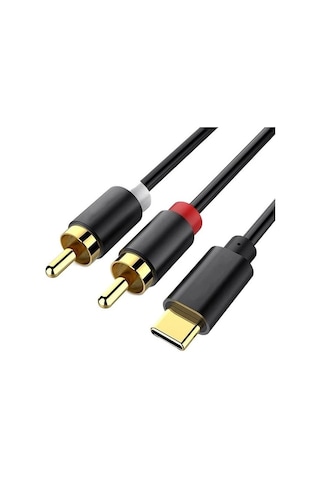 Powermaster Pm-29963 Usb Type-c Erkek To 2x Rca Erkek Stereo 2 Metre Ses Aktarım Kablosu