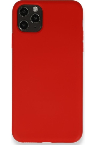 Apple Uyumlu iPhone 11 Pro Max İçi Kadife Kaplı Esnek Silikon Kapak Ryc/ Nano Lansman Kirmizi