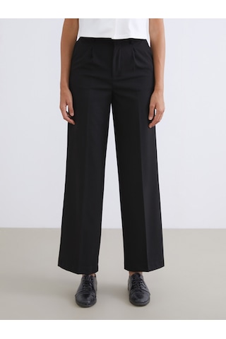 Lcw Vision Siyah Loose Fit Kadın Pileli Pantolon