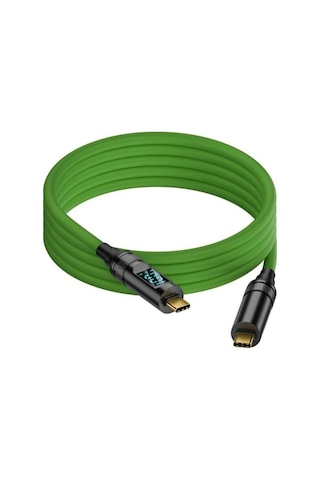 Type C To Type C 100w Hızlı Şarj 20gbps Veri Transfer Hızı 8k60hz Görüntü Aktarım Kablosu 2 Metre Yeşil Grn-02