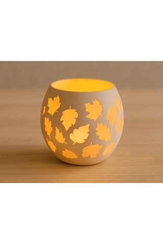3d Baskı Yaprak Desenli Tealight Mumluk Sonbahar Yaprakları Kabartmalı Dekoratif Şamdan Masa Süsü Renkli
