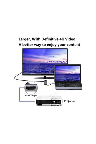 Usb 3.1 Type C To Hdmi 2xusb 3.0 Gigabit Ethernet Çevirici Dönüştürücü Adaptör