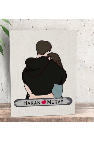 Bk Gift Kişiye Özel Sarılan Sevgili Tasarımlı Kanvas Tablo-1 15x20 , Sevgiliye Hediye, Sevgililer Günü Hediyesi Kobitmeyencom33689 Bk Gift