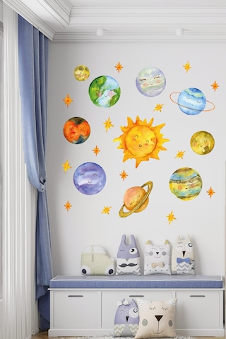 Güneş Ve Gezegenler Temalı Çocuk Odası Sticker Seti