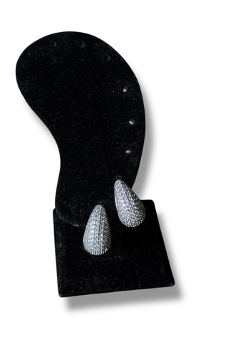 Full Taşlı Küçük Boy Su Damlası Çelik Küpe