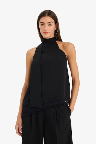 Defacto Regular Fit Halter Yaka Krep Kolsuz Bluz G7998ax26spbk81 Siyah-bk81