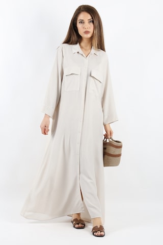 Prive Kadın Plain Bej %100 Viskon Maksi Boy Cepli Yazlık Uzun Elbise Bej