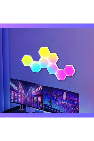 Springsun 6'lı Set Rgb Işıklı Duvar Paneli - Bluetooth + Wifi Kontrol, Müzik Rhytmi, Akıllı Uygulama İle Oyun Odası Ambiyans Aydınlatması Diğer