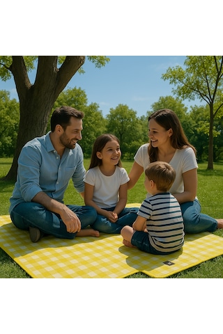 Pinterest Piknik Örtüsü 200x150 Cm Su Geçirmez Çift Katlı Kamp Ve Plaj Örtüsü Sarı