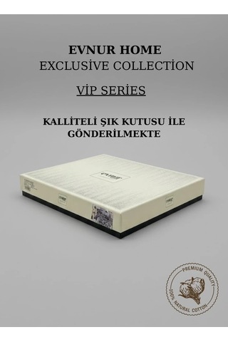 %100 Pamuk Evnur Vip Series Nevresim Takımı Çift Kişilik Kutulu Set Sare