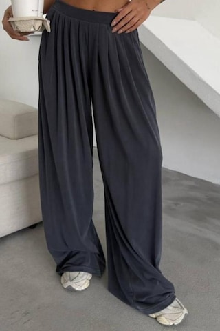 Feela Moda Premium Modal Kumaş Pileli Şalvar Kadın Pantolon 2012 Antrasit