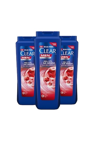 Clear Hızlı Stil 2'si 1 Arada Kepeğe Karşı Etkili Şampuan 3 x 485 ML