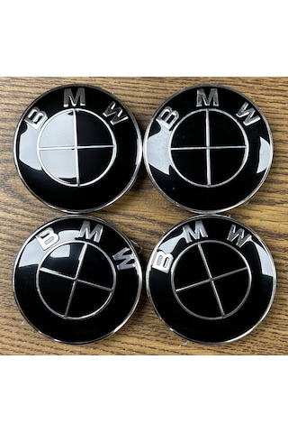 Bmw F10 68mm Komple Siyah Jant Göbeği Logo Seti 4 Adet